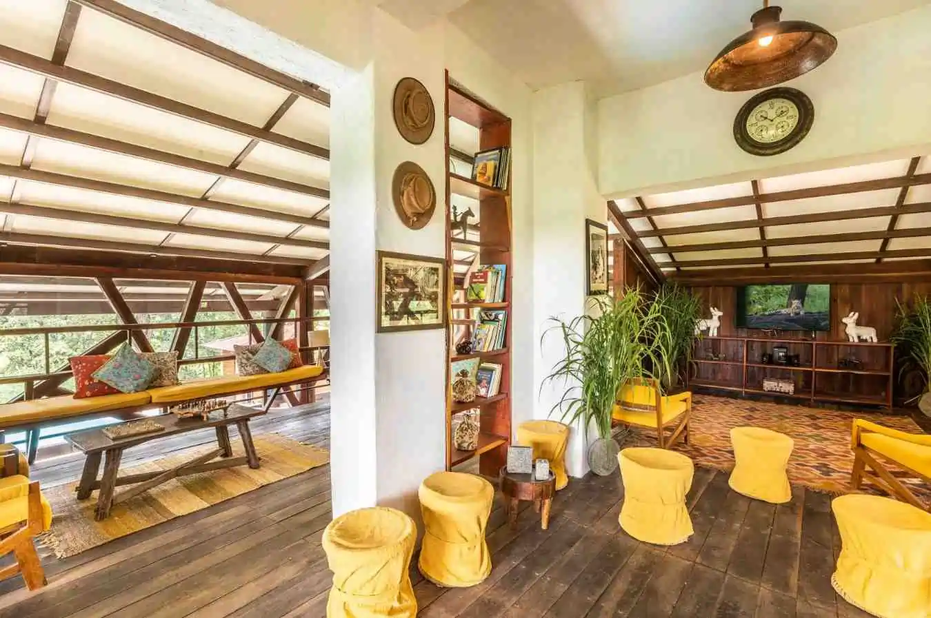 Decorated lodge interior at Pench Tree Lodge