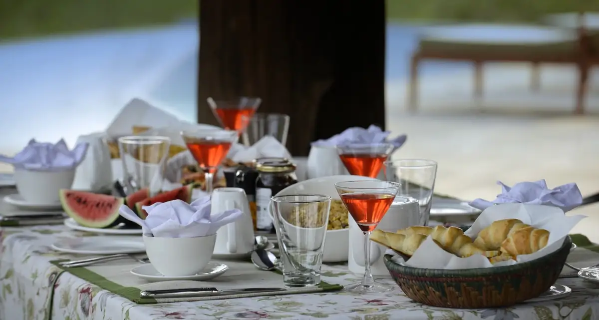 Breakfast served on safari at Pench Tree Lodge
